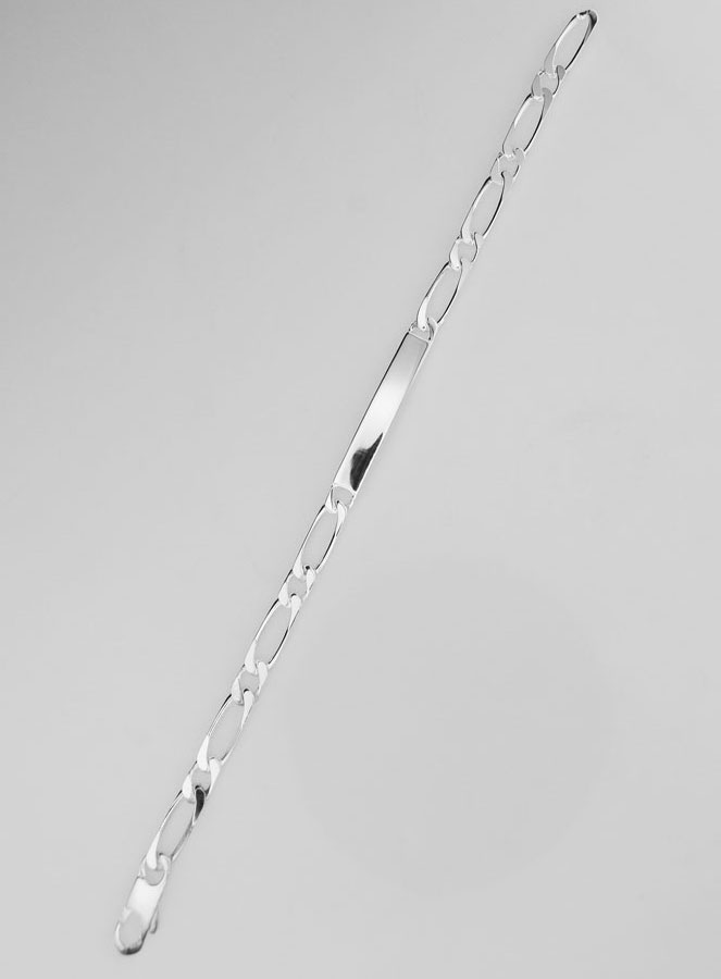 Pulseira Gourmette em Prata Maciça 18 cm - Malha Figaro 5mm (pic 2)