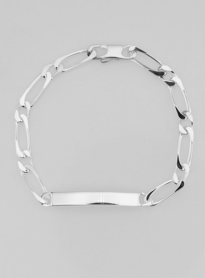 Pulseira Gourmette em Prata Maciça 18 cm - Malha Figaro 5mm (pic 3)