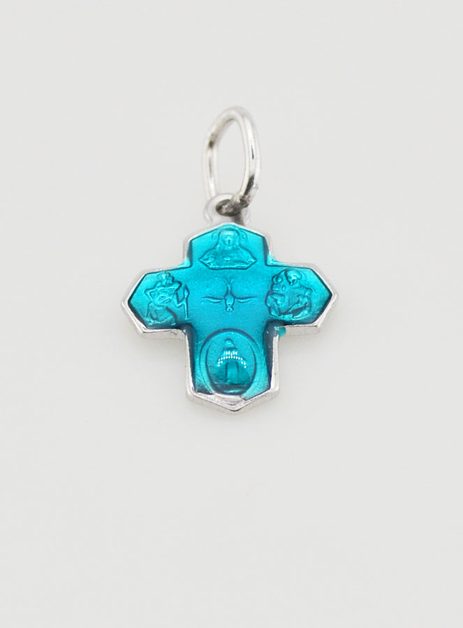 Colgante Cruz de los Santos 11 mm - Azul de Lourdes (pic 2)