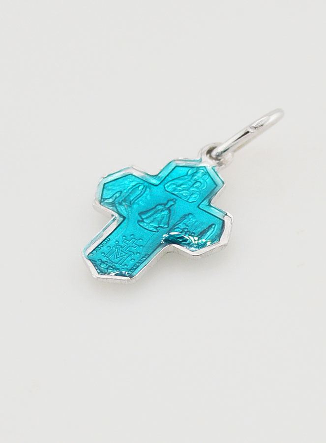 Colgante Cruz de los Santos 11 mm - Azul de Lourdes (pic 4)