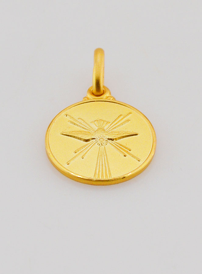 Medalla Paloma del Espíritu Santo Bañada en Oro - 14 mm (pic 2)