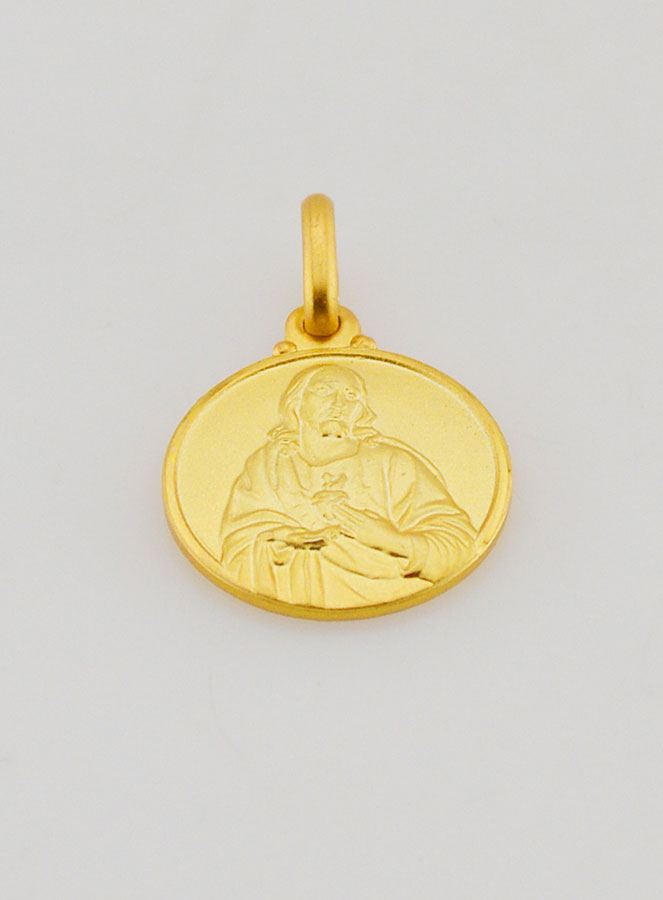 Medalla Sagrado Corazón de Jesús Bañada en Oro - 14 mm (pic 2)