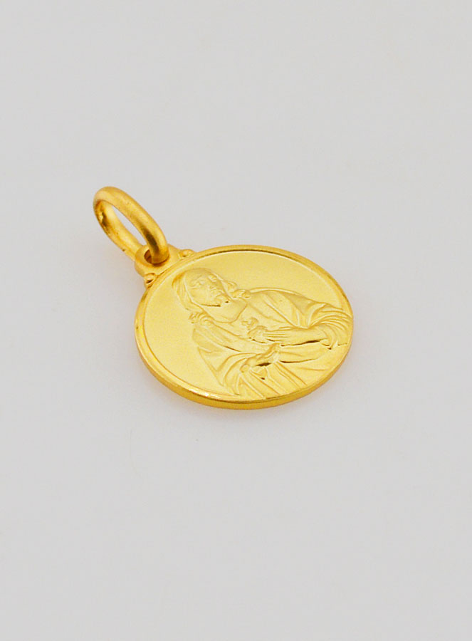 Medalla Sagrado Corazón de Jesús Bañada en Oro - 14 mm (pic 3)