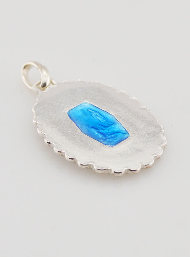 Medalla Perfil Virgen María - Plata y Esmalte Azul - 30mm (pic 4)