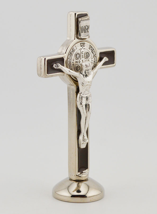 Cruz de San Benito Plateada con Base - Marrón (pic 3)
