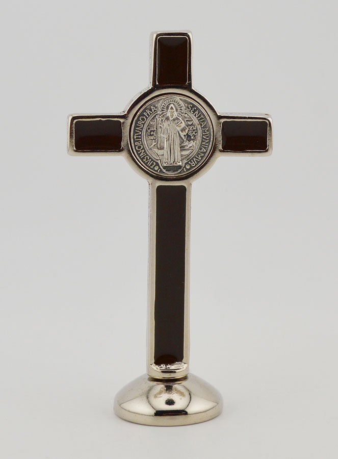 Cruz de San Benito Plateada con Base - Marrón (pic 4)