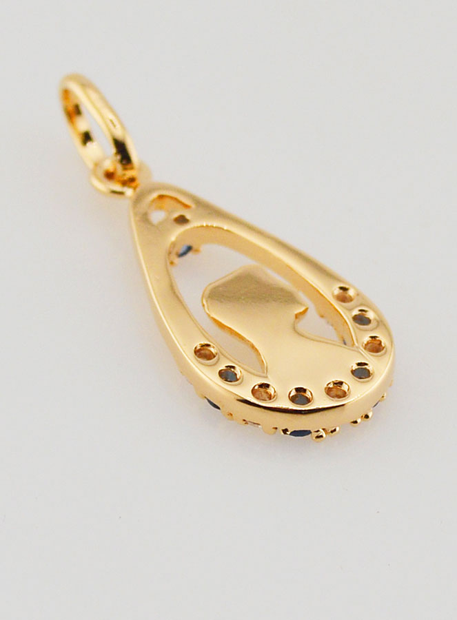 Colgante Gota virgen María - Diamante Strass Zafiro Bañado en Oro (pic 4)