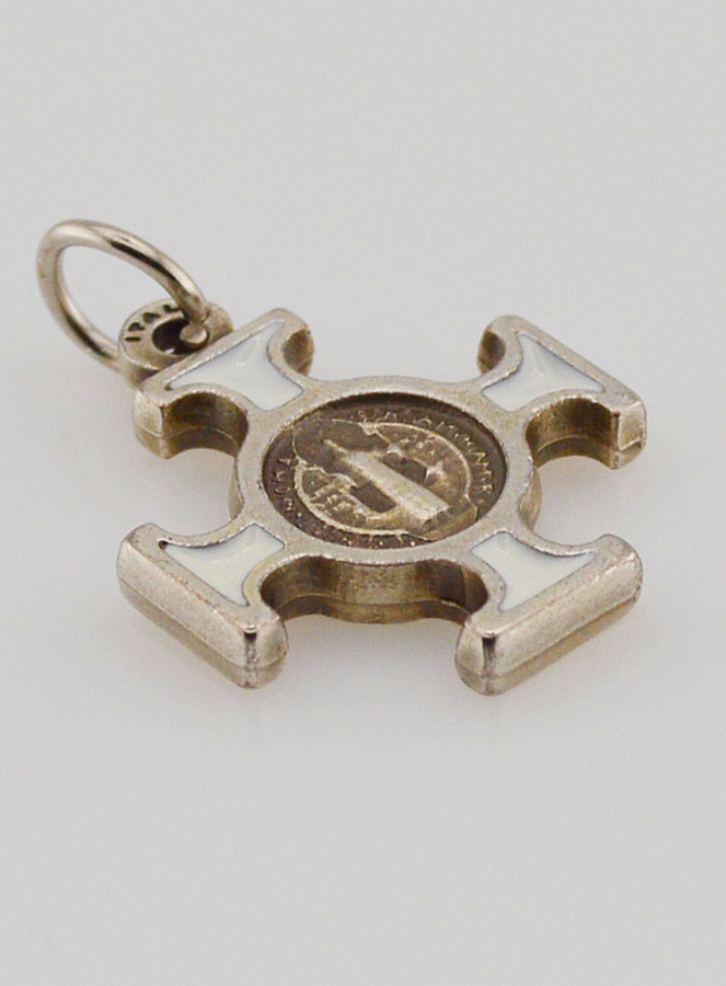 Colgante Cruz de San Benito  de Metal - Blanca - 2 cm (pic 4)