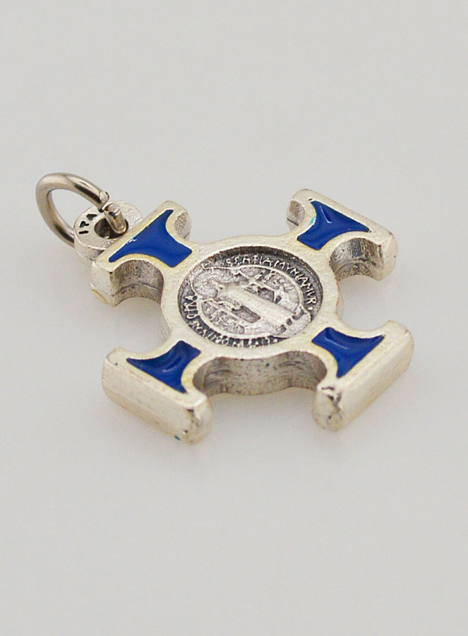 Colgante Cruz de San Benito de Metal - Azul - 2 cm (pic 3)