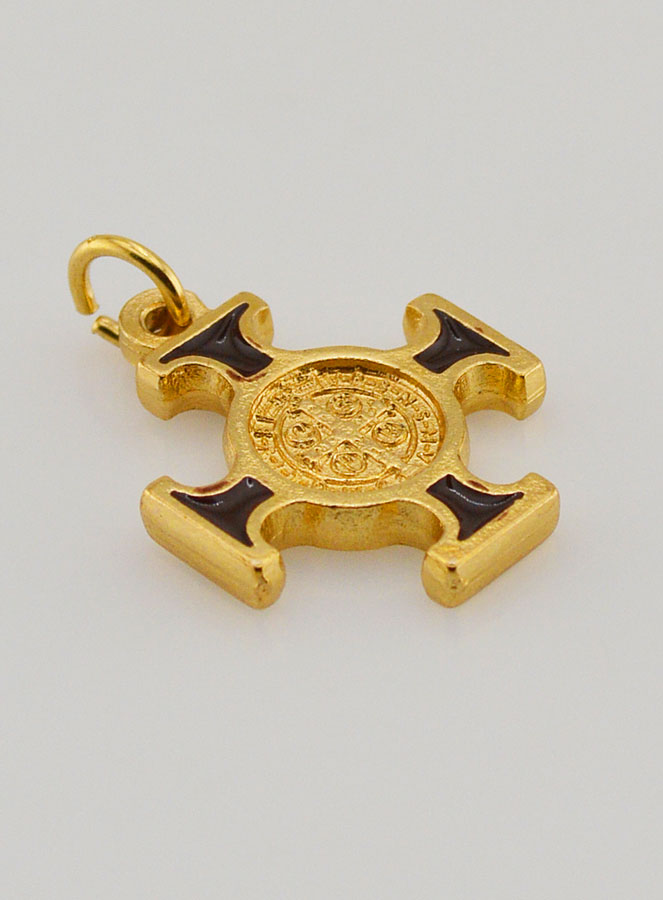 Colgante Cruz de San Benito Dorada - Marón - 2 cm (pic 3)