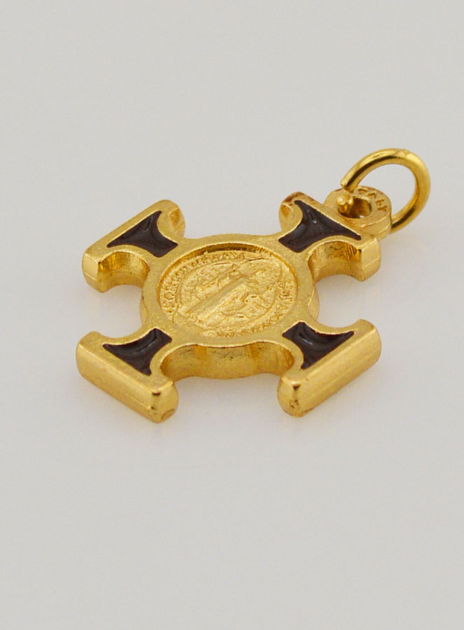 Colgante Cruz de San Benito Dorada - Marón - 2 cm (pic 4)