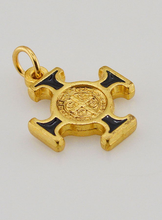 Pingente Cruz de São Bento Dourada - Preta - 2cm (pic 3)