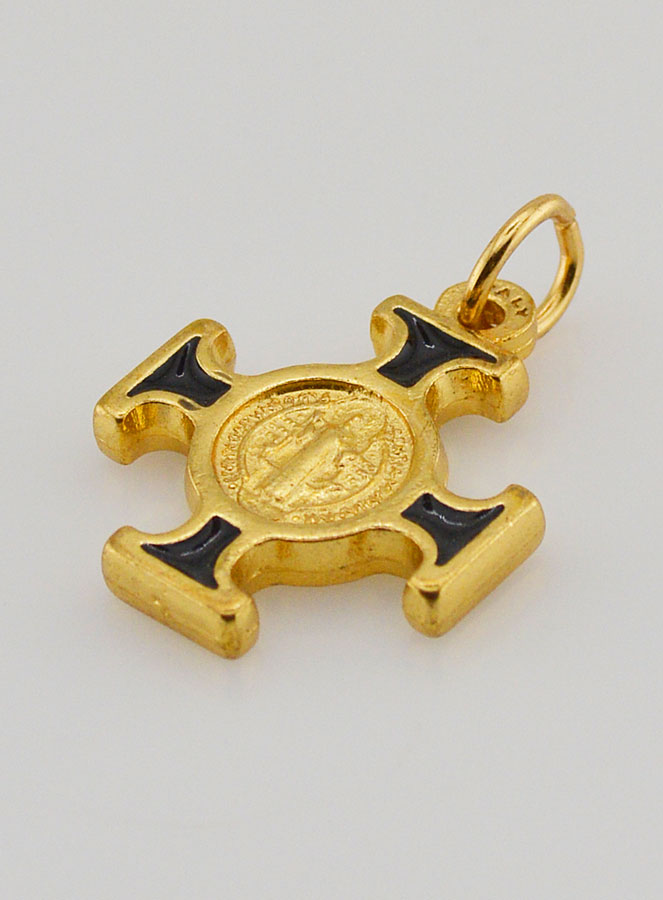 Pingente Cruz de São Bento Dourada - Preta - 2cm (pic 4)