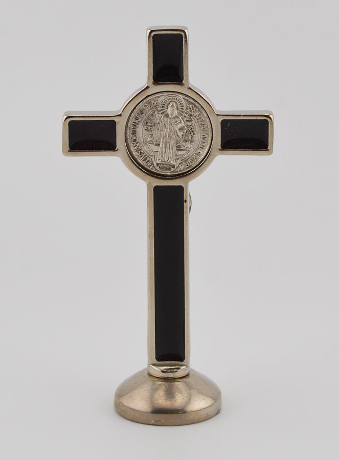 Cruz de San Benito Plateada con Base - Negro (pic 4)