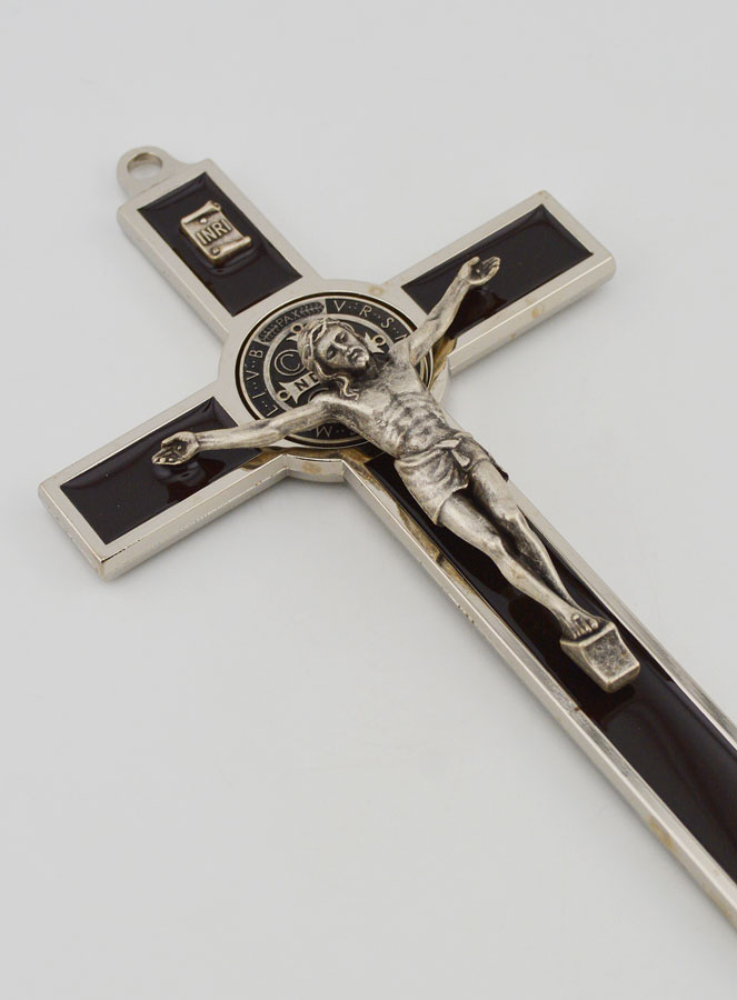 Crucifixo Cruz de São Bento 20 cm - Metal Castanho (pic 3)