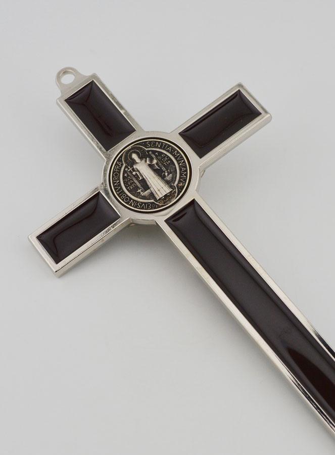 Crucifixo Cruz de São Bento 20 cm - Metal Castanho (pic 4)