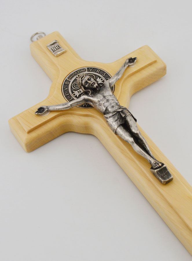 Crucifijo Cruz de San Benito de Madera en Tono Claro - 21cm (pic 3)