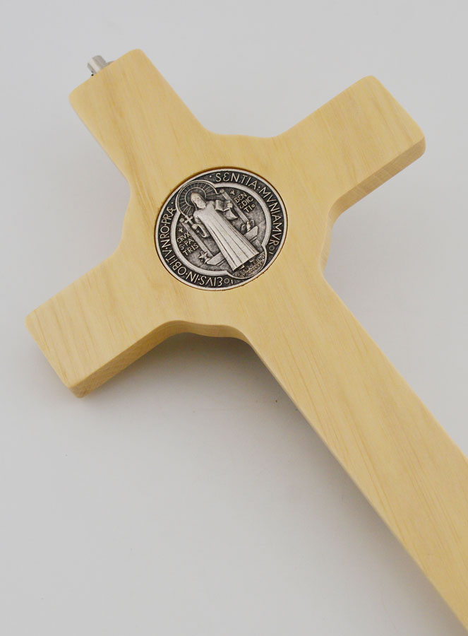 Crucifijo Cruz de San Benito de Madera en Tono Claro - 21cm (pic 4)