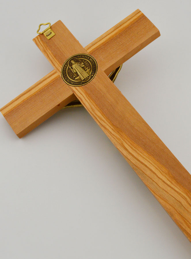 Crucifixo Cruz de São Bento em Madeira de Oliveira – 25 cm (pic 4)
