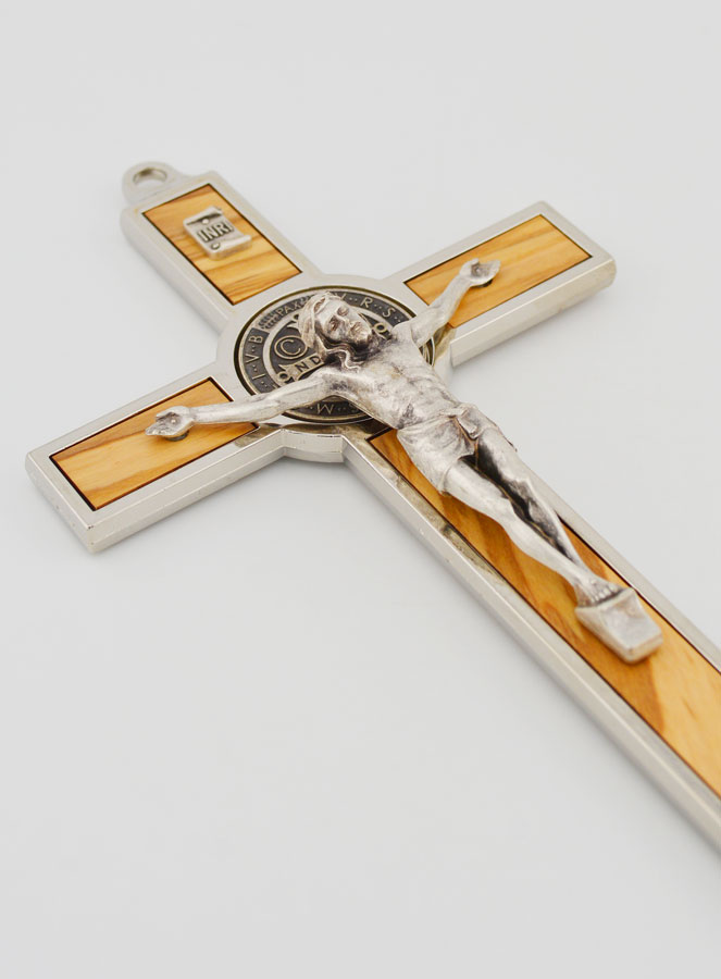 Crucifijo Cruz de San Benito en Madera de Olivo - 21cm (pic 3)
