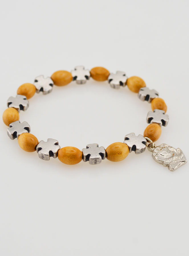 Pulsera de Rosario de Madera y Cruz de Plata (pic 3)