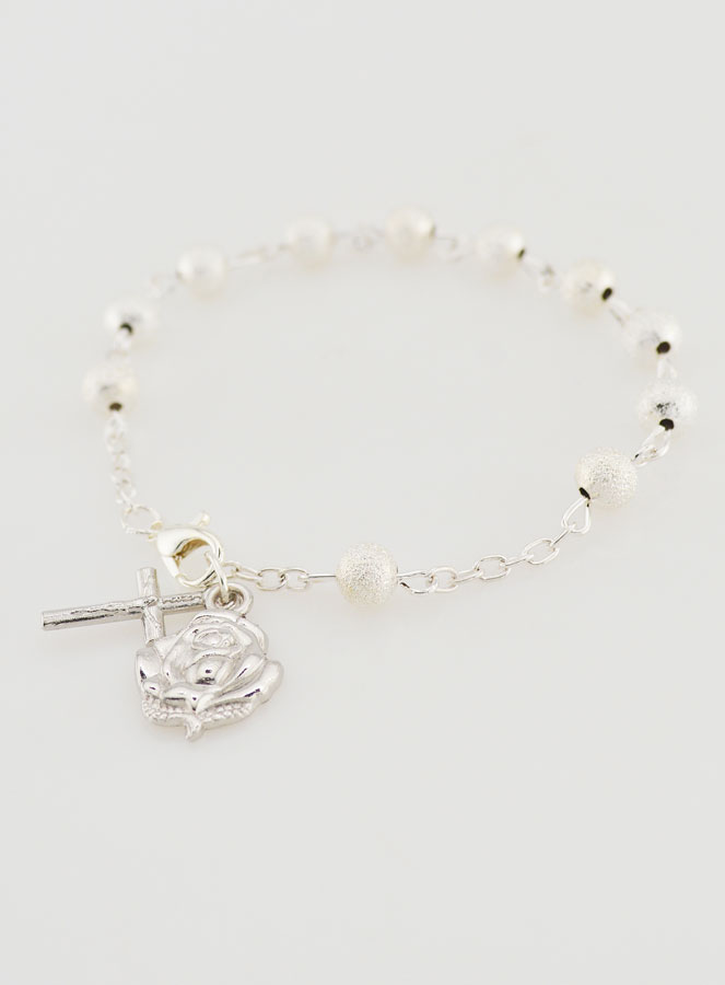 Pulsera Rosario Decenario Perlas de Plata - 19cm (pic 4)