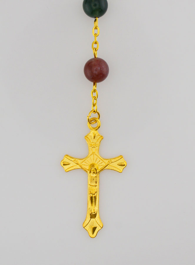 Rosario en piedra estilo ágata y cadena de oro (pic 3)