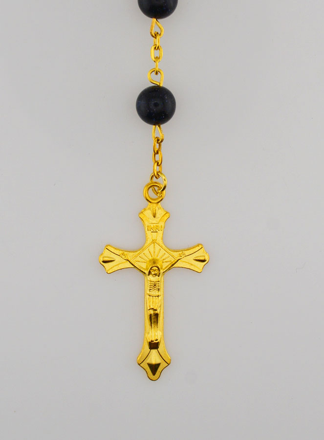 Rosario de perlas estilo sodalita y cadena de oro (pic 3)