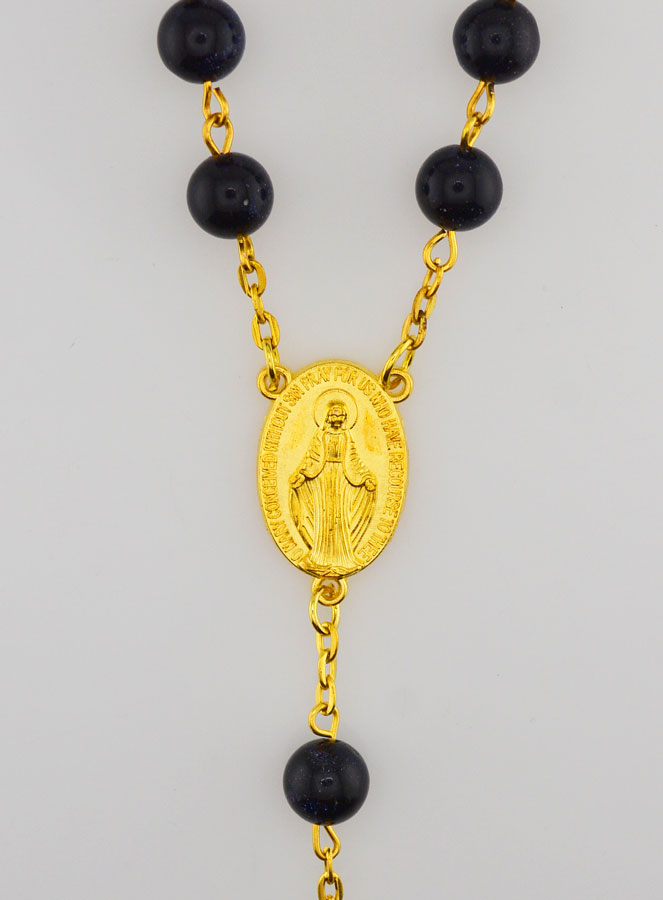 Rosario de perlas estilo sodalita y cadena de oro (pic 4)