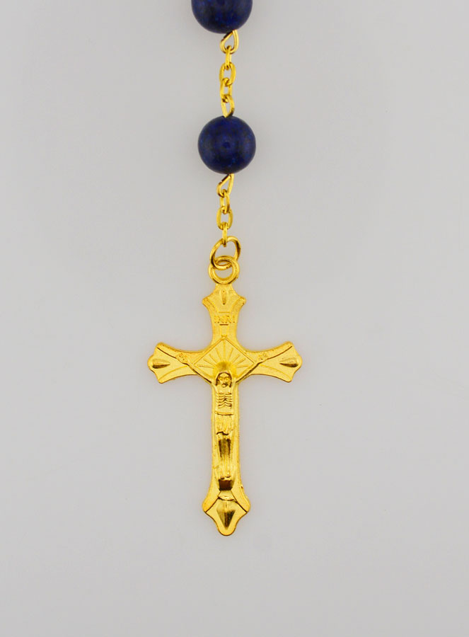 Rosario estilo lapislázuli y cadena de oro (pic 3)