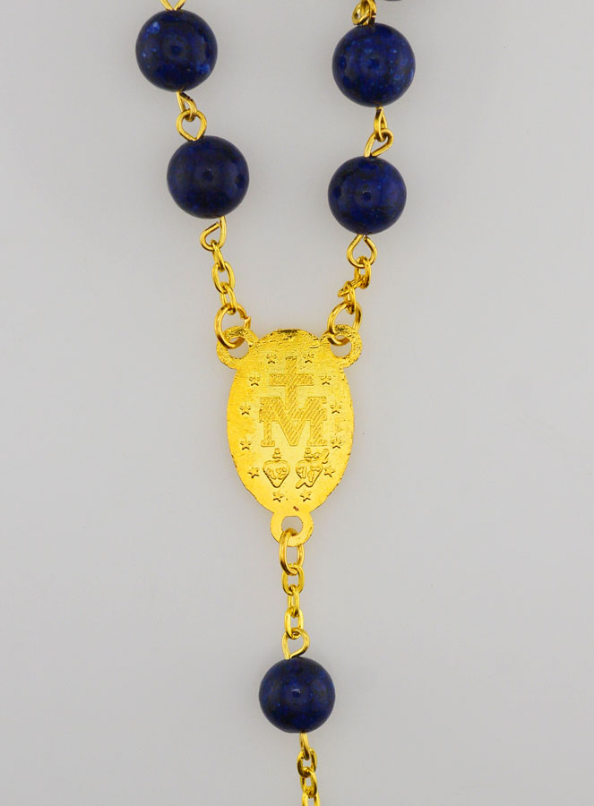 Rosario estilo lapislázuli y cadena de oro (pic 4)