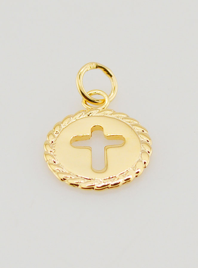 Medalla Cruz Bañada en Oro 18 Kilates - 13 mm (pic 2)