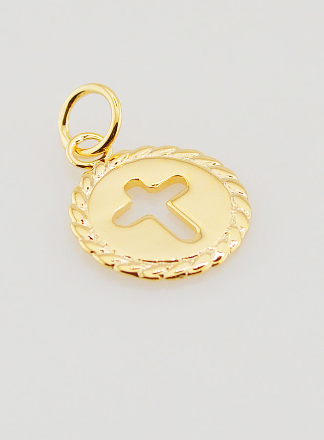 Medalla Cruz Bañada en Oro 18 Kilates - 13 mm (pic 3)