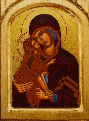 Icono Tríptico Virgen de Vladimir en Pan de Oro - 26 cm