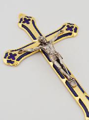 Crucifixo Vitral em Metal Dourado – 17 cm