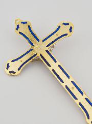 Crucifixo Vitral em Metal Dourado – 17 cm