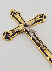 Crucifixo Vitral em Metal Dourado - 13cm