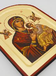 Icono Bizantino Virgen del Perpetuo Socorro Redondeado - Pan de Oro - 22 cm