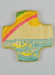 Cruz Infantil de Madera de Arce - Mi Confirmación Pez Ichtus