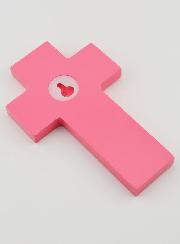 Cruz de Madera Niños del Mundo Rosa