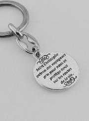 Llavero de San Cristóbal Plateado con Oración