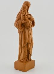Estatuilla Santa Virgen María con el Niño Jesús - Tono Madera - 16 cm