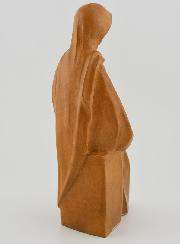 Estatuilla Virgen María Sentada con el Niño Jesús - Tono Madera - 16 cm