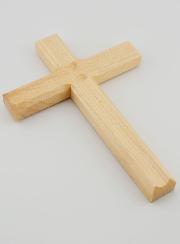 Cruz de Madera Blanca Artesanal y Esculpida- 17 cm