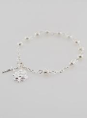 Pulsera Rosario Decenario de Perlas de Plata  6 mm