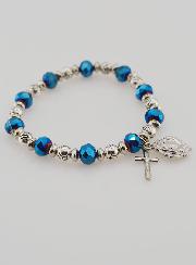 Pulsera Decenario Perlas de Cristal Azul y Plata Strass