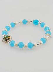 Pulsera Religiosa Perlas de Vidrio Medalla de Lourdes