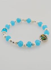Pulsera Religiosa Perlas de Vidrio Medalla de Lourdes