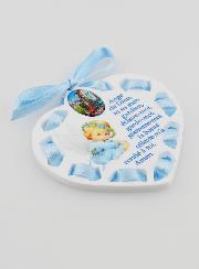 Icono Ángel de la Guarda Azul - Regalo de Bautizo Niño - 7 cm,
