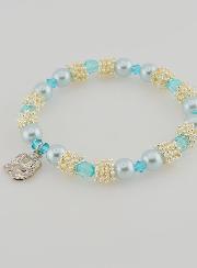 Pulsera Religiosa Medallas de Lourdes - Perlas Azules